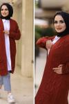 1811 düşük cep örgü hırka bordo