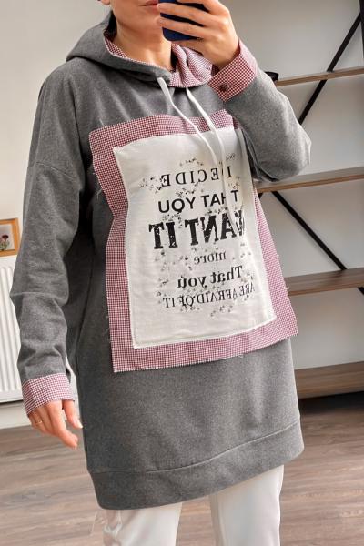 1854 kapüşonlu tunik füme