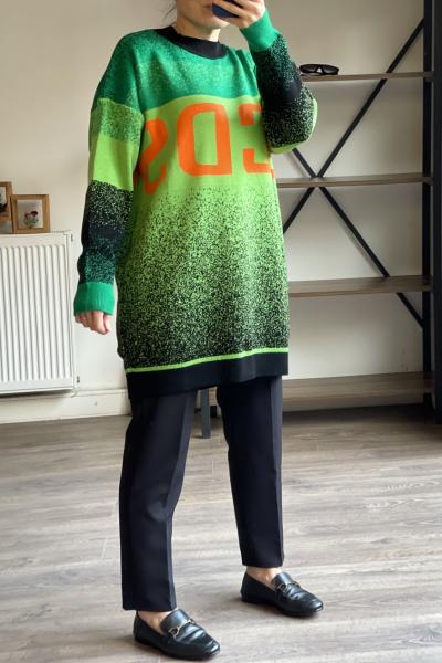 1858 renkli triko tunik Siyah