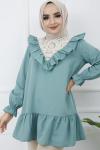 1861 dantelli tunik mint yeşili