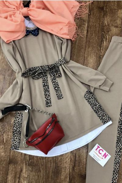 245 leopar detaylı takım