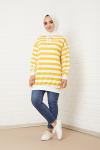 321 kapşonlu hbs cizgili tunik sarı