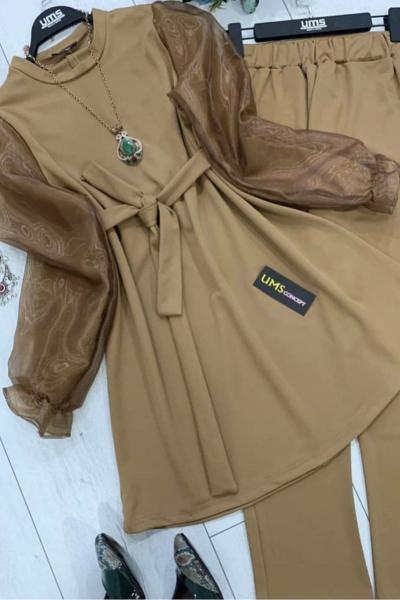 531 UMS SKUBA KREP KOL TÜLLÜ TAKIM Camel