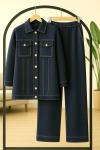 Ahşap Düğmeli cepli Tiko Takım Lacivert TCN40138
