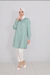 Ahşap Düğmeli Gömlek Tunik Mintyeşili SHR640
