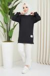 Armalı bürümcük kumaş tunik Siyah SLT3064