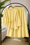 Asimetrik kesim Kuşaklı Etekli Takım Sarı UMS50350