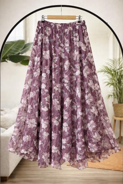 Astarlı şifon etek  Lila HBS30359