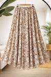Astarlı şifon etek Bej HBS30359