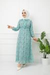 Astarlı şifon elbise Mintyeşili HBS1145