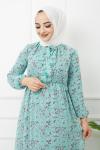 Astarlı şifon elbise Mintyeşili HBS1145