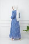 Astarlı şifon Elbise Mavi HBS1172