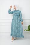 Astarlı şifon Elbise Mint  HBS1172