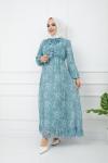 Astarlı şifon Elbise Mint  HBS1172