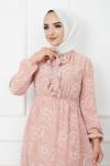 Astarlı şifon Elbise Pudra HBS1172