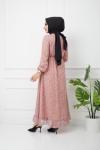 Astarlı şifon elbise pudra HBS1164