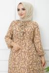 Astarlı Şifon Elbise Bej  HBS1184