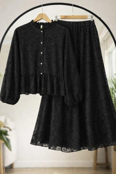 Astarlı flok takım Siyah TB8077