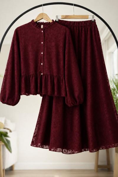 Astarlı flok takım Bordo TB8077