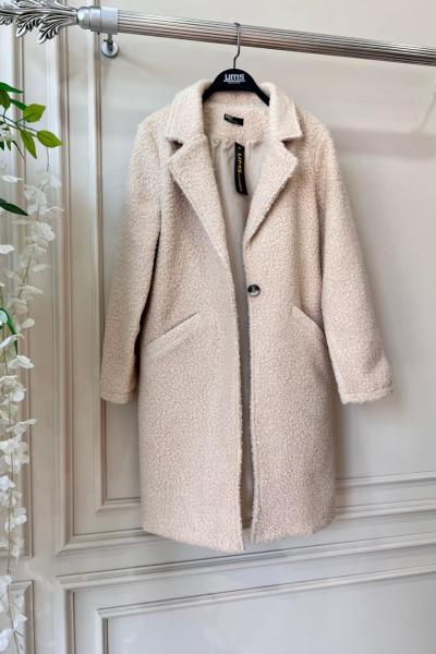 Astarlı tekdüğme buklet kaban Bej UMS50107