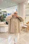 Atkı Detaylı ceket mot Bej Af2059