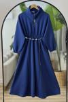 Ayarlanabilir fermuarlı bel lastikli elbise lacivert BK9526