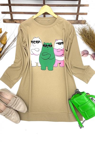 Ayıcıklı penye tunik Camel SLT1549