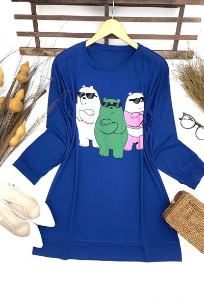 Ayıcıklı penye tunik saks SLT1549