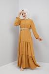 Ayrobin Kumaş Düğmeli Elbise Sarı UMS886