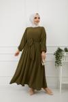 Ayrobin Kumaş Kiloş Elbise Yeşil TBT898