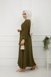 Ayrobin Kumaş Kiloş Elbise Yeşil TBT898