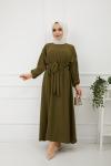 Ayrobin Kumaş Kiloş Elbise Yeşil TBT898