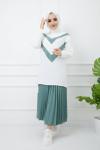 Ayrobin Kumaş Etek Tunik Takım  Mintyeşili  TCN994