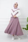 Ayrobin Kumaş Etek Tunik Takım lilaTCN994