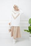 Ayrobin Kumaş Etek Tunik Takım bej TCN994