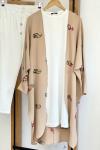 Ayrobin Kumaş nakış işlemeli kimono Camel FİX1632