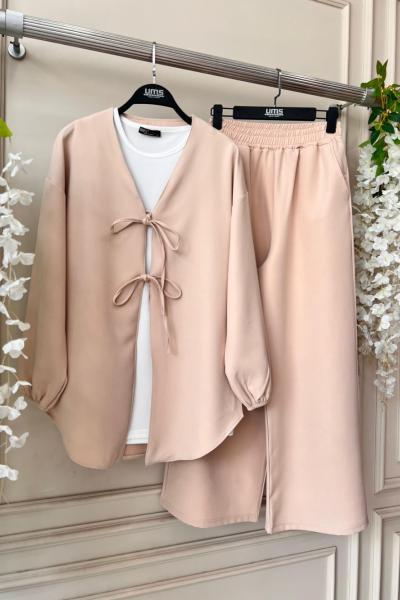 Bağcıklı ikili Takım Bej UMS50202