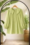 Balık yaka önü Dikiş Detaylı tunik  yeşil BK9545