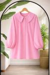 Balık yaka önü Dikiş Detaylı tunik  Pembe BK9545