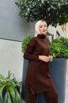 Balıkcı yaka triko Takım  Kahve  TCN4001