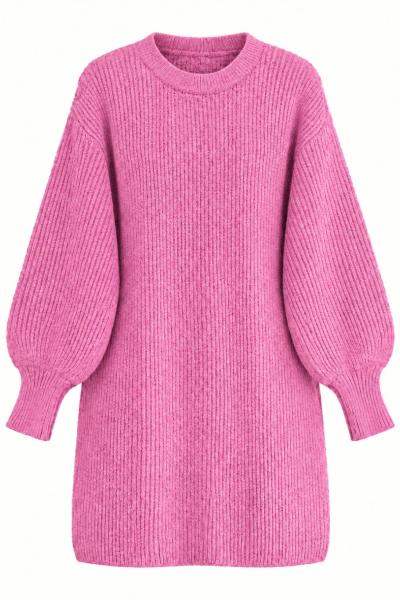 Balon Kol Dokulu Triko Tunik Pembe BS17224