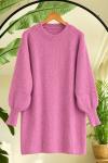 Balon Kol Dokulu Triko Tunik Pembe BS17224