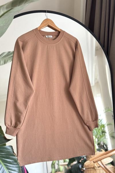 Balon kol İki iplik Tunik camel ADY30207