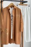 Baskılı içlikli gömlek yaka ceket CAMEL SHR1588