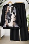 Batik Desen oysh Pantolonlu Takım Siyah HT8072