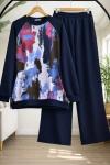 Batik Desen oysh Pantolonlu Takım Lacivert HT8072