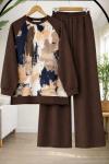 Batik Desen oysh Pantolonlu Takım  Kahve HT8072