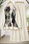 Batik Desen oysh Pantolonlu Takım  Ekru HT8072
