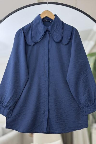 Bebe Yaka   Dantel detaylı Tunik Lacivert DST2042