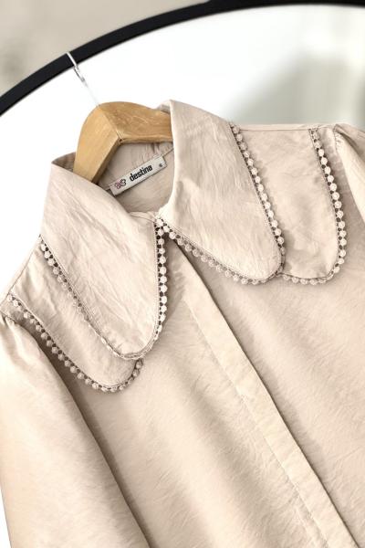 Bebe Yaka   Dantel detaylı Tunik Bej  DST2042